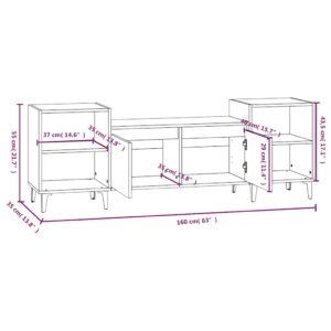 Aplusliving-TV Cabinet High Gloss White 160x35x55 cm Engineered Wood