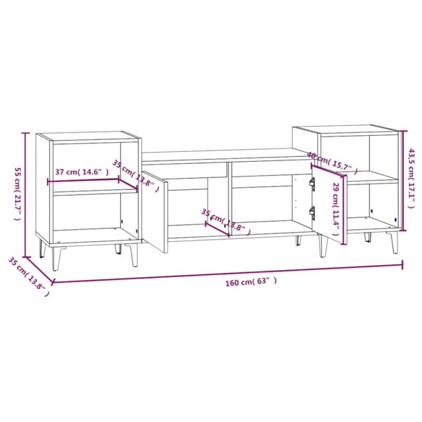 Aplusliving-TV Cabinet High Gloss White 160x35x55 cm Engineered Wood