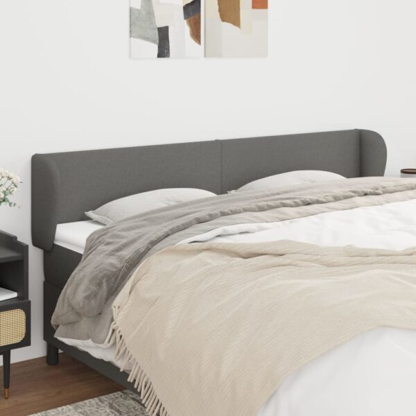 Aplusliving-Headboard with Ears Dark Grey 203 cm Fabric