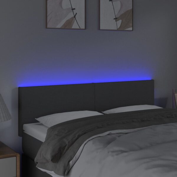 Aplusliving-LED Headboard Dark Grey 144 cm Fabric