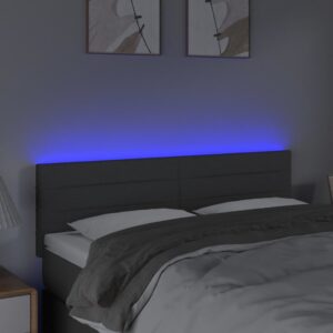 Aplusliving-LED Headboard Dark Grey 144 cm Fabric