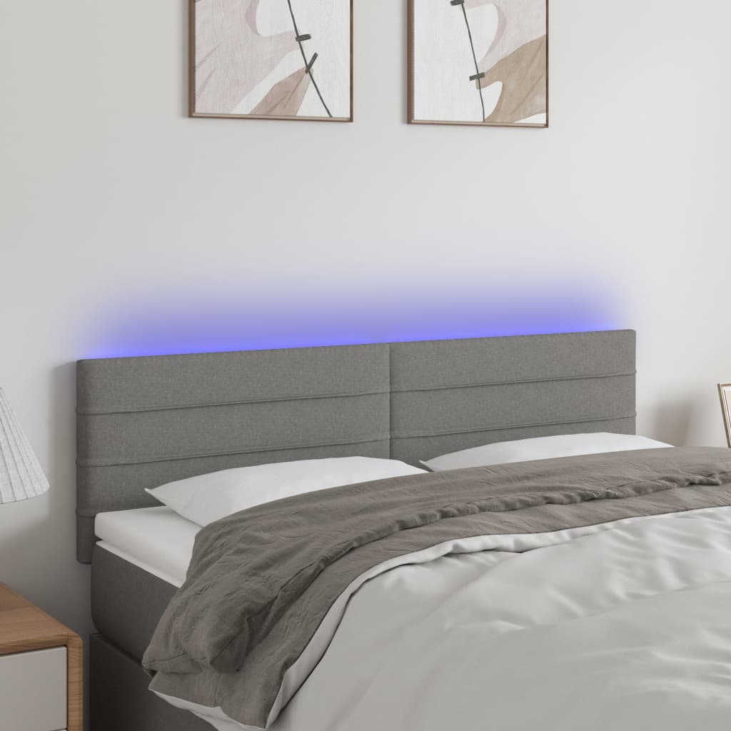Aplusliving-LED Headboard Dark Grey 144 cm Fabric