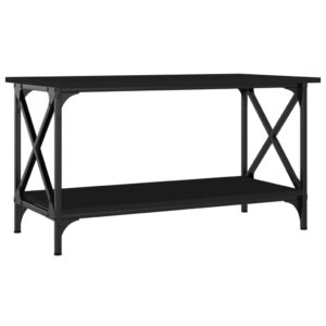 Aplusliving-Coffee Table Black 80x45x45 cm Engineered Wood and Iron