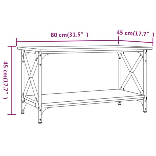 Aplusliving-Coffee Table Black 80x45x45 cm Engineered Wood and Iron