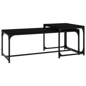 Aplusliving-Coffee Tables 2 pcs Black Engineered Wood