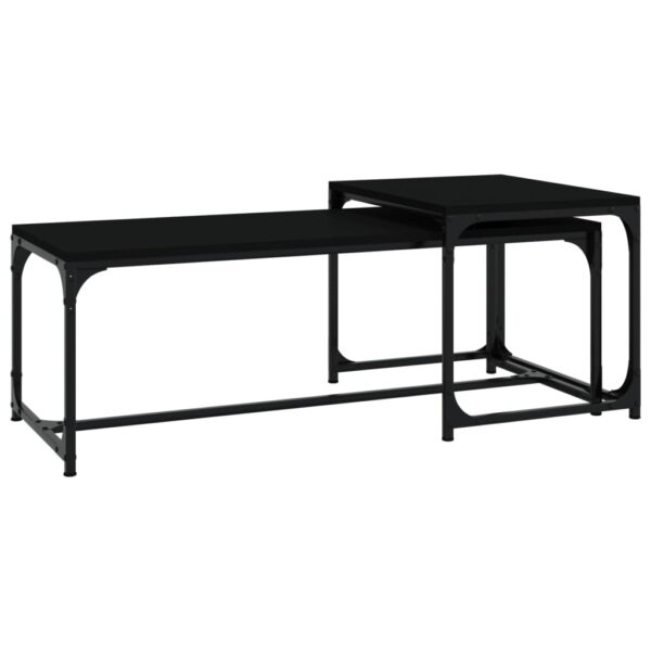 Aplusliving-Coffee Tables 2 pcs Black Engineered Wood
