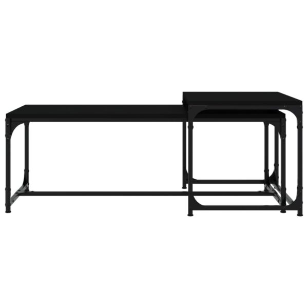 Aplusliving-Coffee Tables 2 pcs Black Engineered Wood
