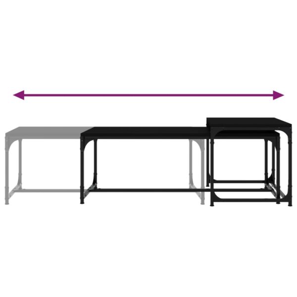 Aplusliving-Coffee Tables 2 pcs Black Engineered Wood