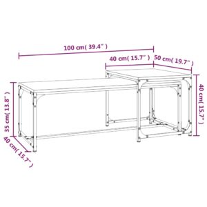 Aplusliving-Coffee Tables 2 pcs Black Engineered Wood