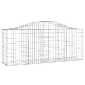 Aplusliving-Arched Gabion Basket 200x50x80/100 cm Galvanised Iron