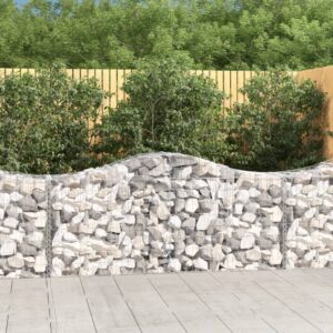 Aplusliving-Arched Gabion Basket 200x50x80/100 cm Galvanised Iron