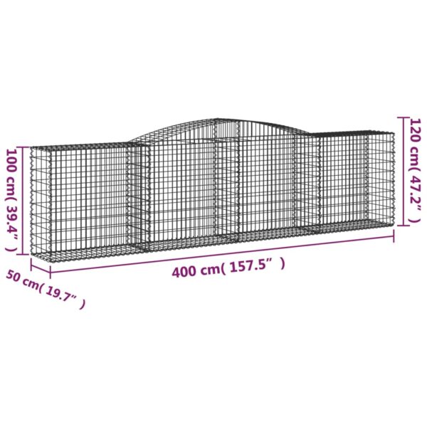 Aplusliving-Arched Gabion Basket 400x50x100/120 cm Galvanised Iron