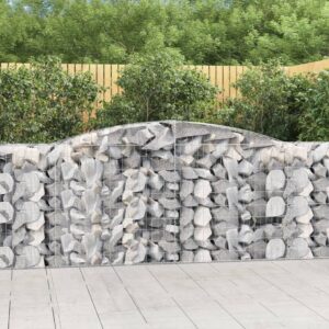 Aplusliving-Arched Gabion Basket 400x50x100/120 cm Galvanised Iron