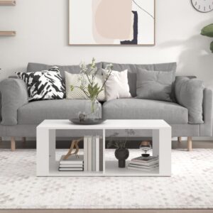 Aplusliving-Coffee Table White 100x50x36 cm Engineered Wood