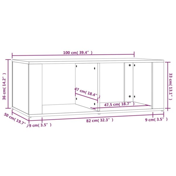 Aplusliving-Coffee Table White 100x50x36 cm Engineered Wood