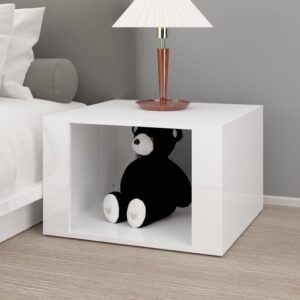 Aplusliving-Bedside Table High Gloss White 57x55x36 cm Engineered Wood
