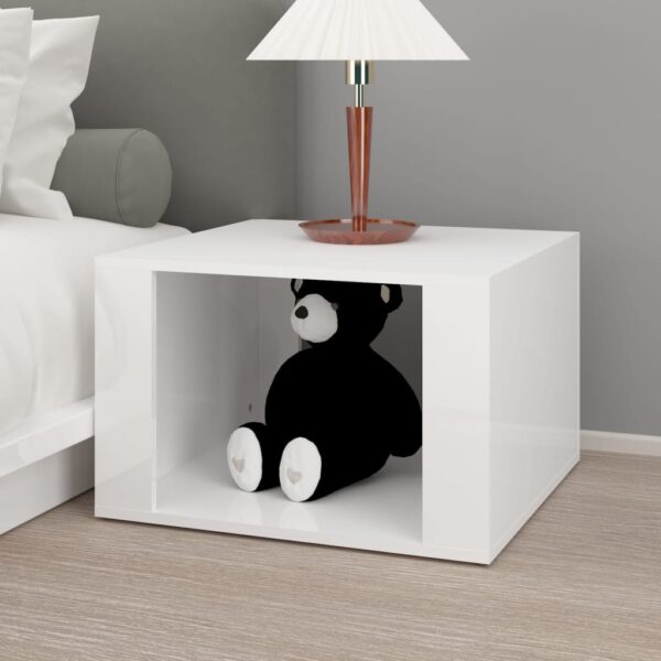 Aplusliving-Bedside Table High Gloss White 57x55x36 cm Engineered Wood