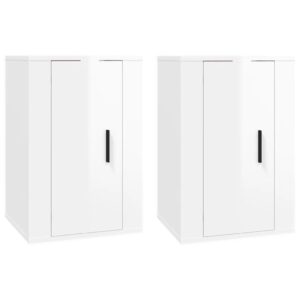 Aplusliving-Wall Mounted TV Cabinets 2 pcs High Gloss White 40x34.5x60 cm