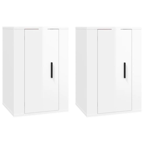 Aplusliving-Wall Mounted TV Cabinets 2 pcs High Gloss White 40x34.5x60 cm