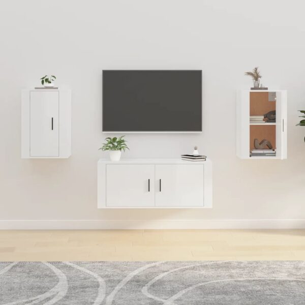 Aplusliving-Wall Mounted TV Cabinets 2 pcs High Gloss White 40x34.5x60 cm