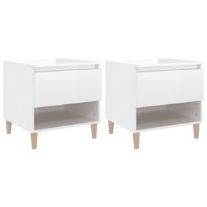 Aplusliving-Bedside Tables 2 pcs High Gloss White 50x46x50 cm Engineered Wood