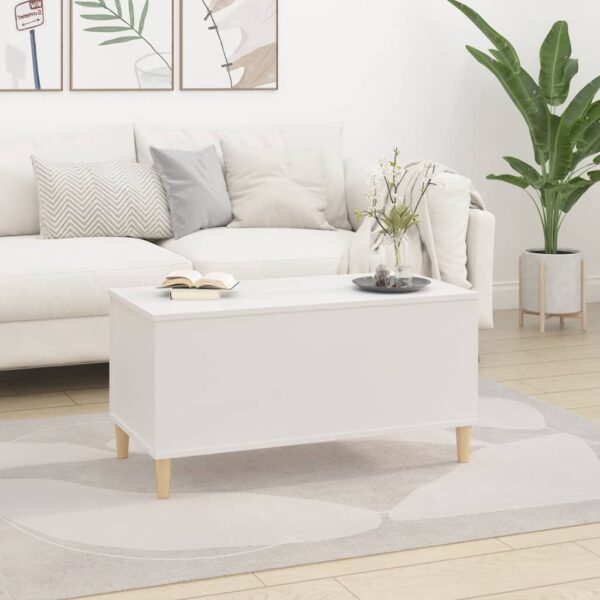 Aplusliving-Coffee Table White 90x44.5x45 cm Engineered Wood