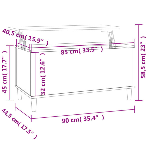 Aplusliving-Coffee Table White 90x44.5x45 cm Engineered Wood