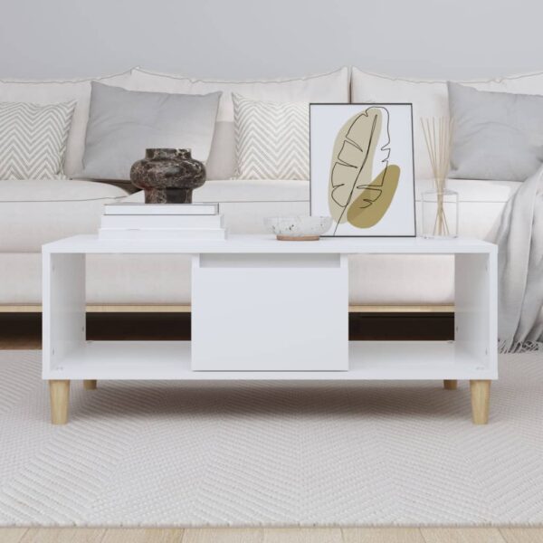 Aplusliving-Coffee Table White 90x50x36.5 cm Engineered Wood
