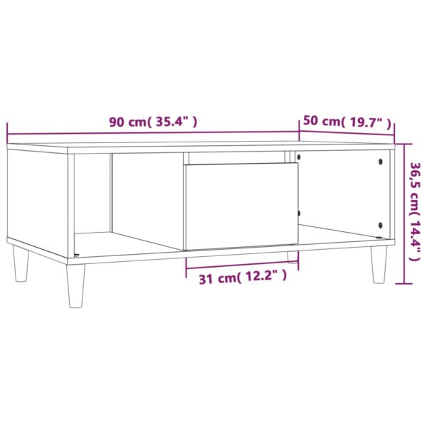 Aplusliving-Coffee Table White 90x50x36.5 cm Engineered Wood