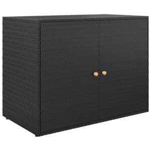 Aplusliving-Garden Storage Cabinet Black 100x55.5x80 cm Poly Rattan