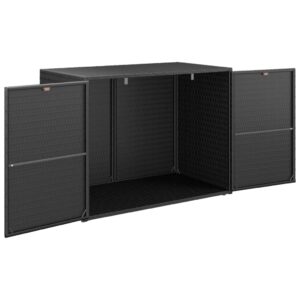 Aplusliving-Garden Storage Cabinet Black 100x55.5x80 cm Poly Rattan