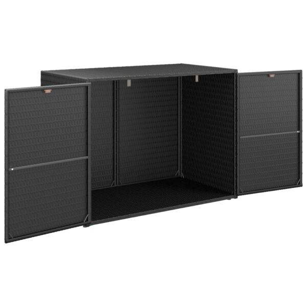 Aplusliving-Garden Storage Cabinet Black 100x55.5x80 cm Poly Rattan