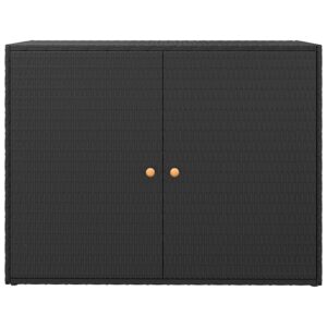 Aplusliving-Garden Storage Cabinet Black 100x55.5x80 cm Poly Rattan