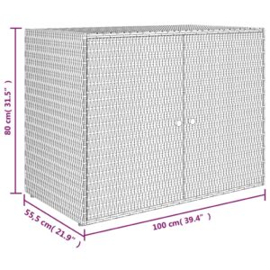 Aplusliving-Garden Storage Cabinet Black 100x55.5x80 cm Poly Rattan