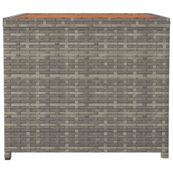 Aplusliving-Tea Table with Wooden Top Grey Poly Rattan&Solid Wood Acacia