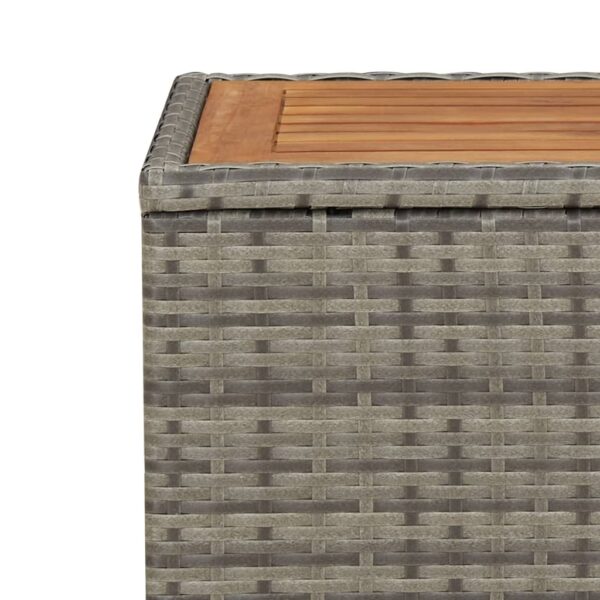 Aplusliving-Tea Table with Wooden Top Grey Poly Rattan&Solid Wood Acacia