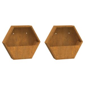 Aplusliving-Wall Planters 2 pcs Rusty Corten Steel 46x10x40 cm