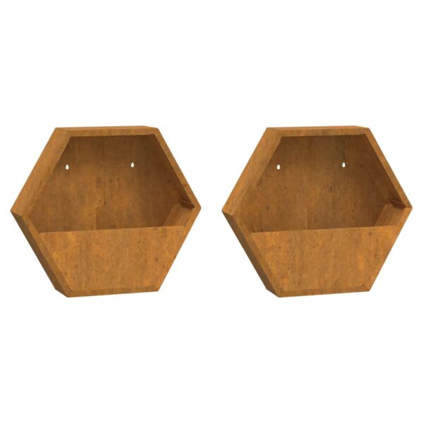 Aplusliving-Wall Planters 2 pcs Rusty Corten Steel 46x10x40 cm