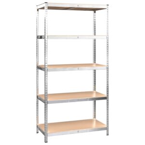 Aplusliving-5-Layer Shelves 3 pcs Silver Steel and Engineered Wood