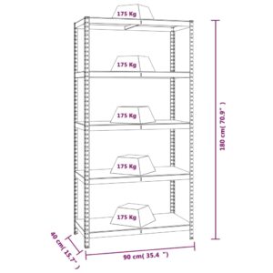Aplusliving-5-Layer Shelves 3 pcs Silver Steel and Engineered Wood