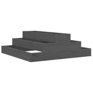 Aplusliving-Planter Grey 80x80x27 cm Solid Wood Pine