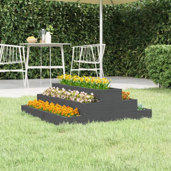 Aplusliving-Planter Grey 80x80x27 cm Solid Wood Pine