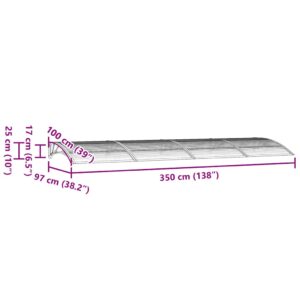 Aplusliving-Door Canopy Black 350x100 cm Polycarbonate