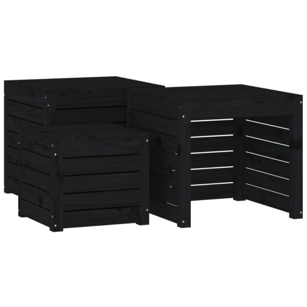 Aplusliving-3 Piece Garden Box Set Black Solid Wood Pine