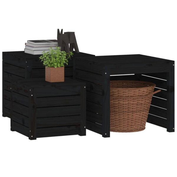 Aplusliving-3 Piece Garden Box Set Black Solid Wood Pine