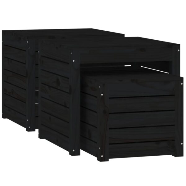 Aplusliving-3 Piece Garden Box Set Black Solid Wood Pine
