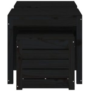 Aplusliving-3 Piece Garden Box Set Black Solid Wood Pine