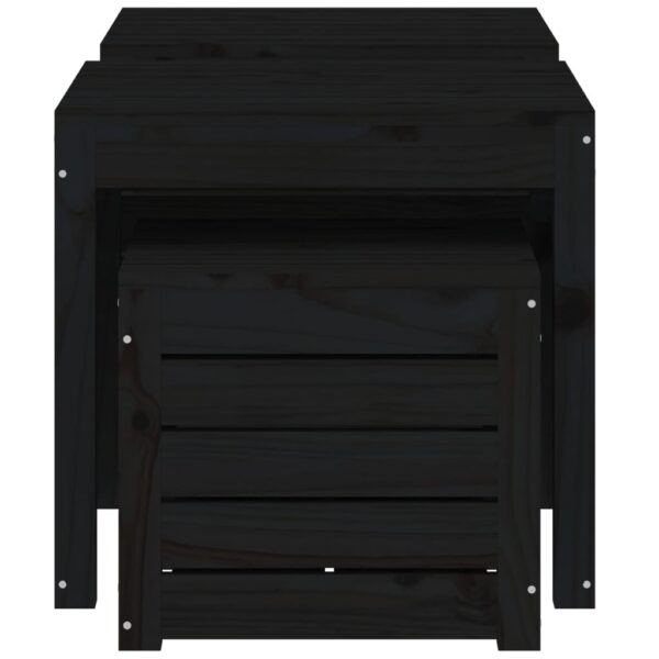 Aplusliving-3 Piece Garden Box Set Black Solid Wood Pine