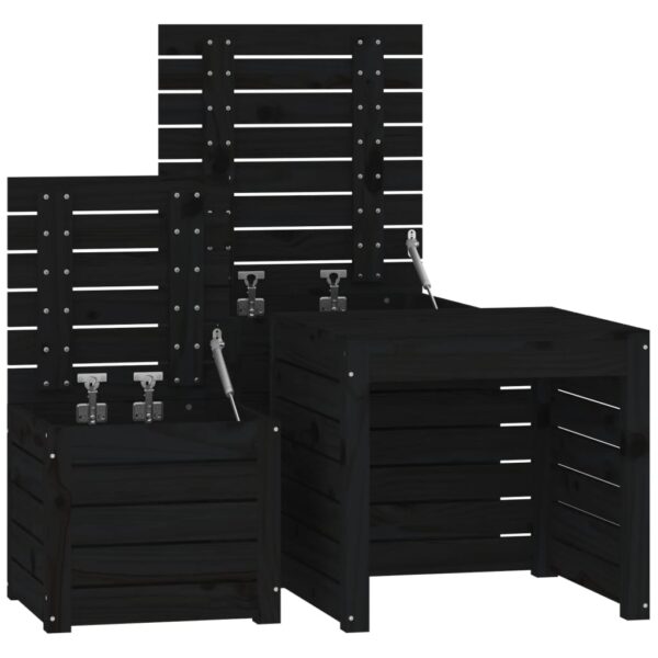 Aplusliving-3 Piece Garden Box Set Black Solid Wood Pine