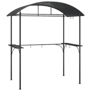 Aplusliving-BBQ Gazebo with Side Shelves Anthracite 220x115x230 cm Steel